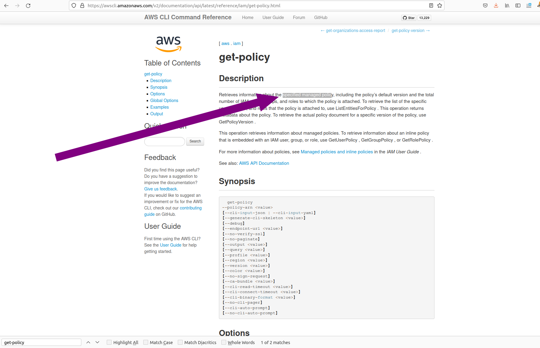 exploit AWS search get policy