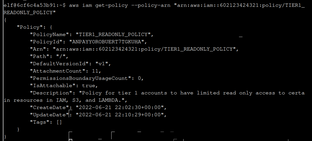 result exploit AWS iam get policy